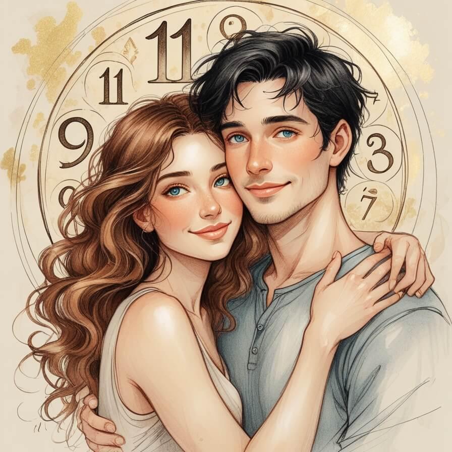 Couple with numerology symbols